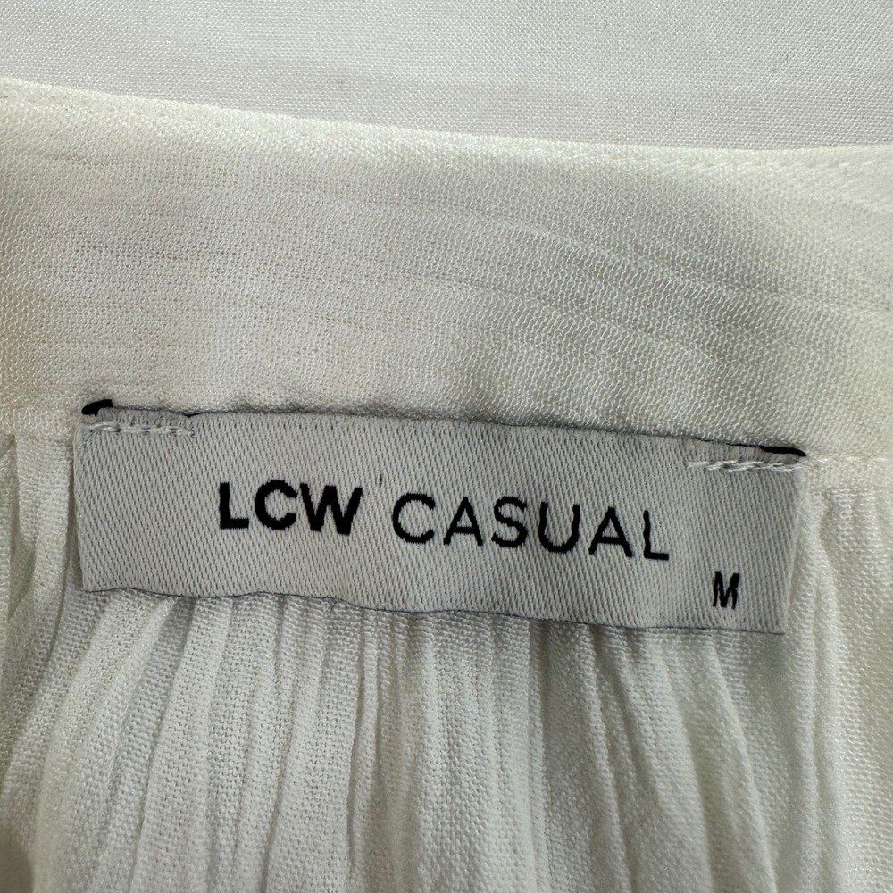 LCW Casual Embroidered Peasant Blouse Womens Medium White Red Tassel | Boho Core - Picture 5 of 9